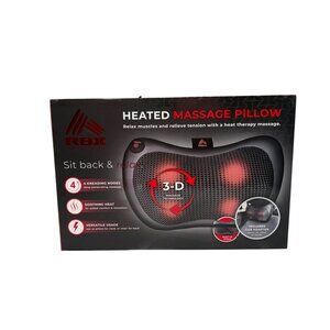 RBX Heated Massage Pillow For Chair or Lying Down With Car Adapter